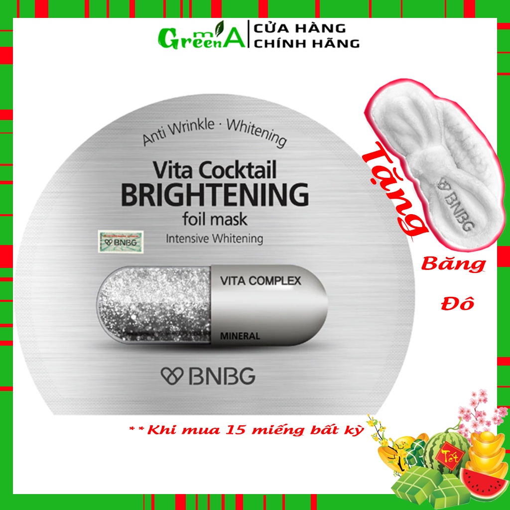 Mặt Nạ BNBG Thiếc Xám [MIẾNG LẺ] Vita Cocktail Brightening Foil Mask Intensive Whitening 30ml Dưỡng Trắng Mịn Màng