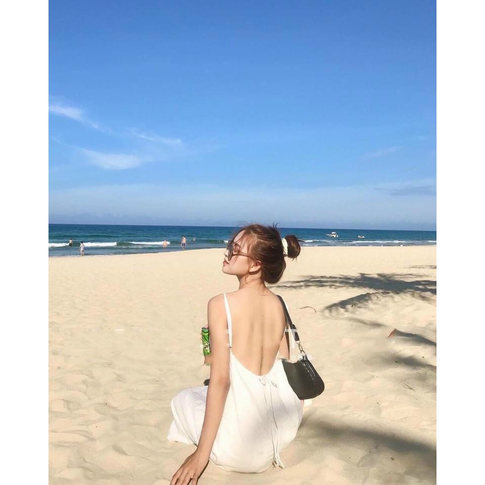 ĐẦM MIDI-MAXI SUÔNG TRẮNG 2 DÂY HỞ LƯNG