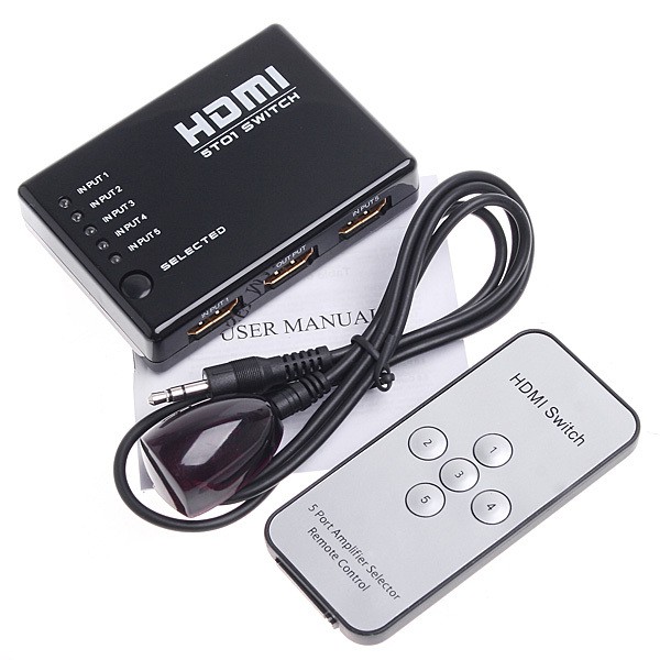 HDMI Switch 5 in 1 out 5 cổng vào 1 cổng ra có điều khiển