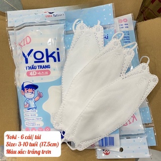Khẩu Trang 4d Yoki Cho Bé 3 Đến 10 Tuổi Bịch 6 Cái Tiêu Chuẩn Kf94