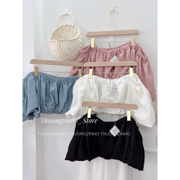 Áo croptop tay bồng to hàng Quảng Châu Áo trễ vai bo chun đẹp nhẹ nhàng (có video shop mặc mẫu)