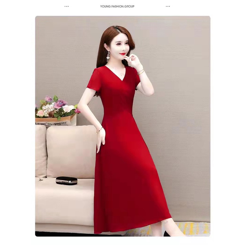 Váy set đồ nữ đầm dự tiệc chân váy dài Váy cứng Váy dài màu đỏ Váy xanh Đầm Dài Dáng Chữ a Eo Cao Màu Đỏ Trơn Thời Trang Mùa Hè Hàng Mới Dành Cho Bạn Nữ Cỡ Lớn Mặc Đi Tiệc Cưới