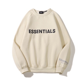 Áo Sweater nỉ mịn tay bồng vintage ESSENTIALS, Form rộng basic phong cách Hàn Quốc