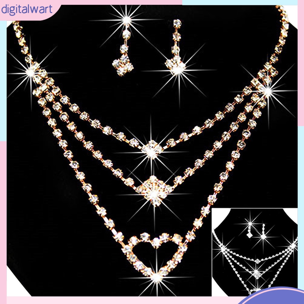 Bộ trang sức đính đá hợp kim hình tim xinh xắn