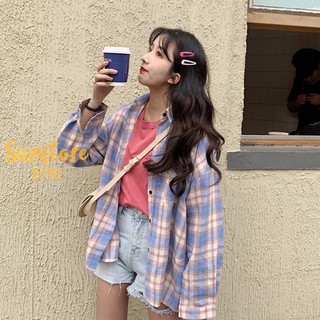 Áo khoác sơ mi caro nam nữ cực đẹp ( không nón ) UNISEX from rộng dài,chất kate thoáng mát PA