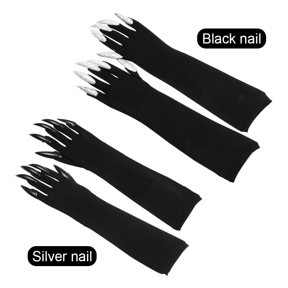 Găng tay có móng vuốt dài màu đen phong cách vui nhộn hóa trang Halloween