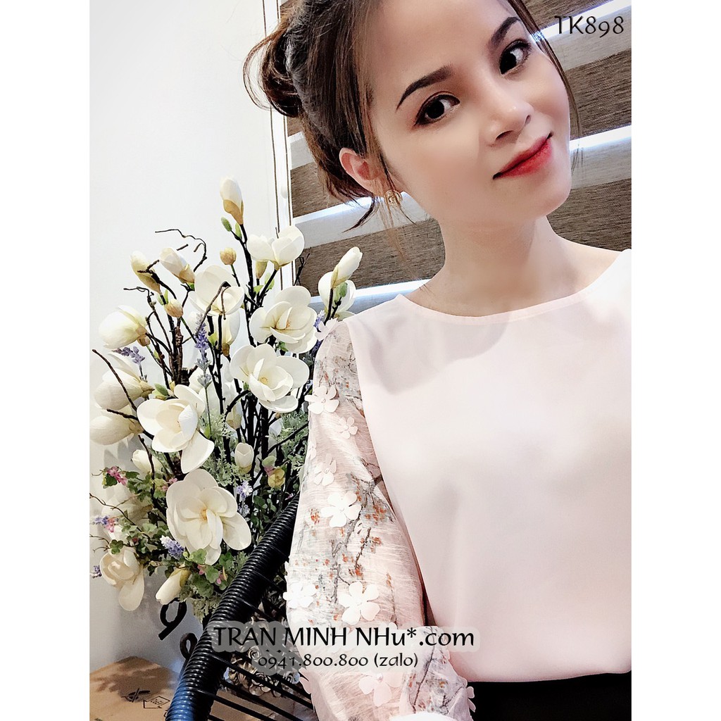 ÁO SƠ MI PHONG CÁCH HÀN QUỐC TAY PHỐI REN 3D