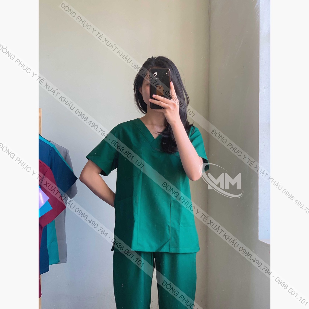Bộ scrubs Xanh Lá, Blouse bác sỹ, phẫu thuật, thẩm mỹ, Spa, Đông Phục Y Tế Cao Cấp