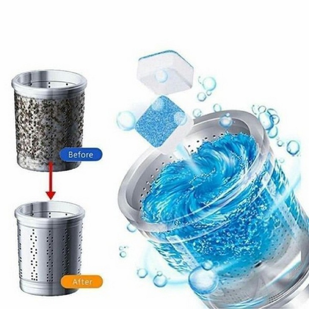Viên Vệ Sinh Máy Giặt Hộp 12 Viên Loại 1 Tẩy Cặn Lồng Giặt Khử Mùi Diệt Khuẩn Hiệu Quả