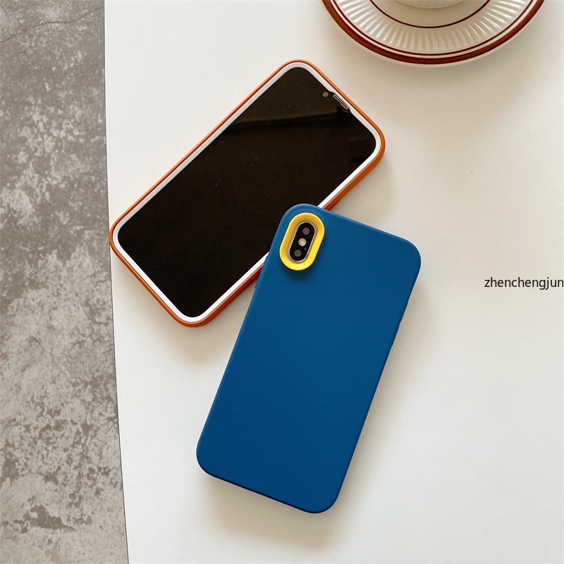 Ốp Điện Thoại Màu Trơn 3 Trong 1 Cho iPhone 13 12 mini 11 Pro Max 6 7 8 plus X