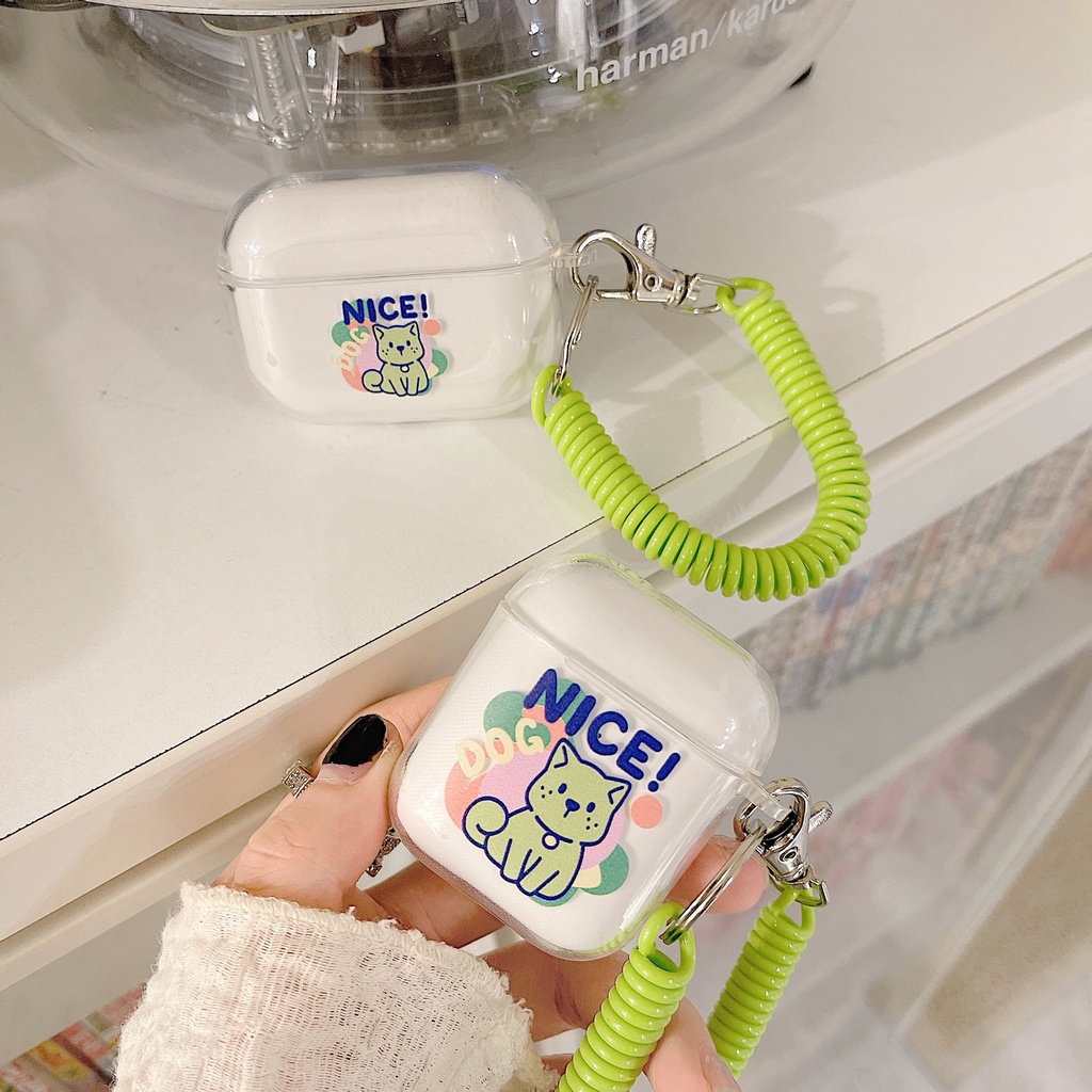 Vỏ Bảo Vệ Hộp Sạc Tai Nghe airpods 1 2 Pro 3rd Generation Pro 1/2 Trong Suốt Chống Sốc Họa Tiết Hoạt Hình Kèm Dây Đeo Kiểu Nhật Hàn