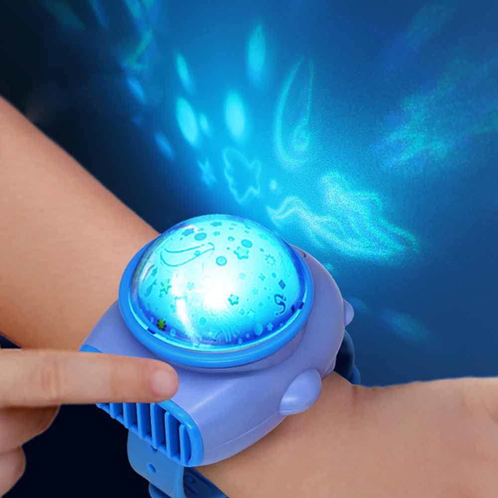 Dây đeo tay kết hợp quạt làm mát mini không có cánh với chức năng chiếu bầu trời sao nhỏ gọn cho trẻ em