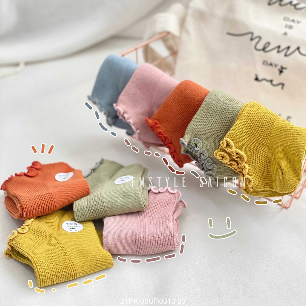 Vớ tất cotton cổ thấp nhiều màu, họa tiết dễ thương thời trang Vintage Fmstyle Saigon 21PK06UR0310