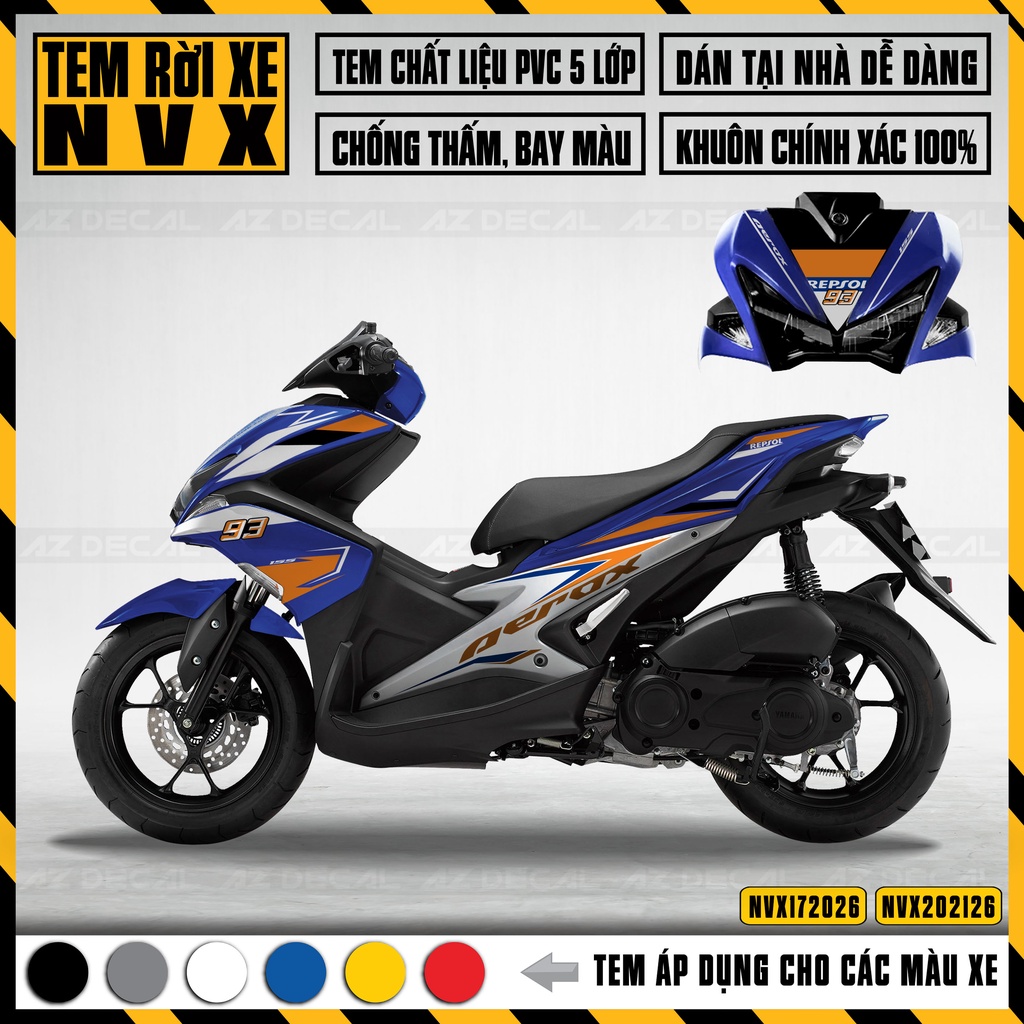Tem Rời Dán Xe Máy NVX Thiết Kế Aerox | NVX26 | Decal Chế PVC Chống Nước, Bền Màu Dán Cho NVX 125,155