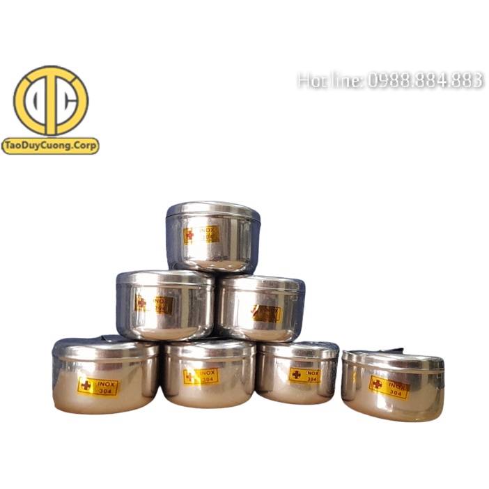 Hộp Inox tròn đựng bông gòn, lưu mẫu vật phẩm các size
