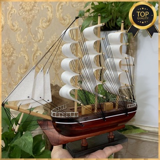 [Dài 27cm - Lắp ráp sẵn] Mô hình thuyền buồm gỗ mỹ nghệ trang trí bàn làm việc trang trí nhà cửa - buồm trắng