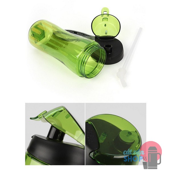 Bình nước nhựa Trian có ống hút 550ml Lock&Lock ABF628