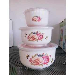 (BG) set 3 thố sứ nắp hút chân không (Bát sứ có nắp)