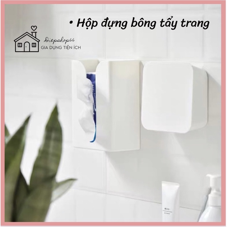 Hộp đựng bông tẩy trang -treo tường FREESHIPHộp đựng tăm bông tiện dụng treo nhà tắm / nhà bếp / văn phòng QC806