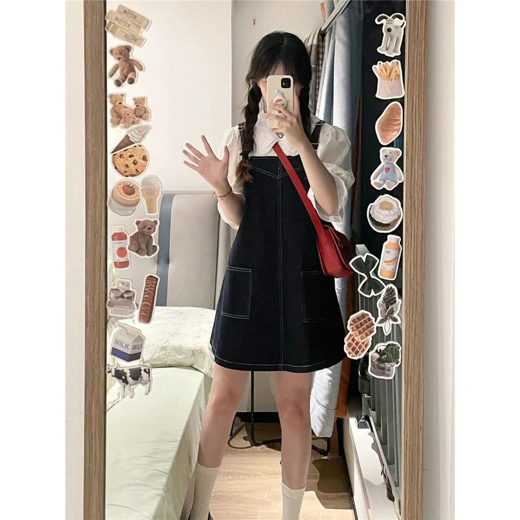 Váy Yếm Denim Tay Phồng Thời Trang Hàn Quốc Sành Điệu 63856