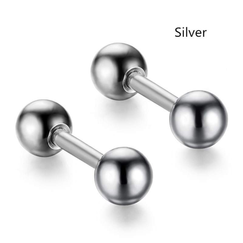 1 Set 4 Khuyên Tai Màu Đen Bằng Thép Không Gỉ Cá Tính