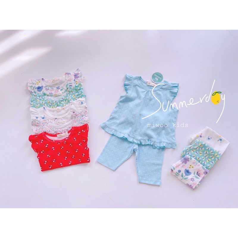 Bộ thun bozip áo cánh tiên quần legging ngố cho bé gái 1 đến 5 tuổi - đồ bộ cho bé