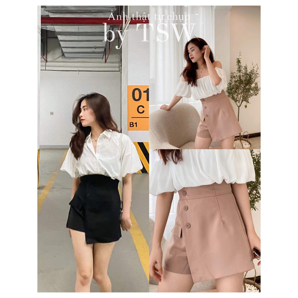 [Mã FAXANH55 giảm 10K đơn 50K] Chân váy cạp cao vạt chéo tôn dáng (Ảnh thật)