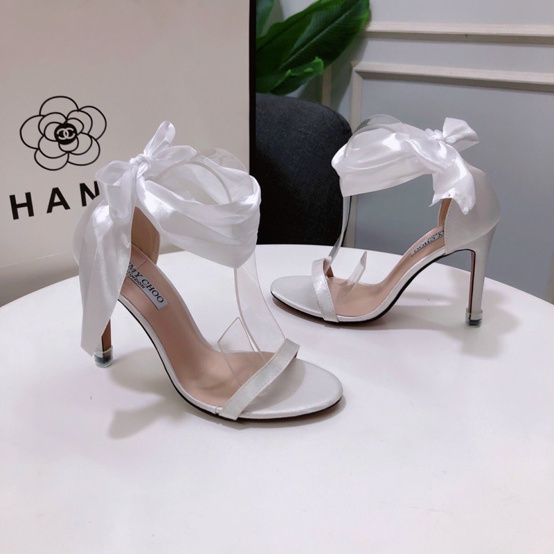 (SẴN) GIÀY SANDAL QUAI MÃNH NƠ LỤA CUỐN CỔ CHÂN