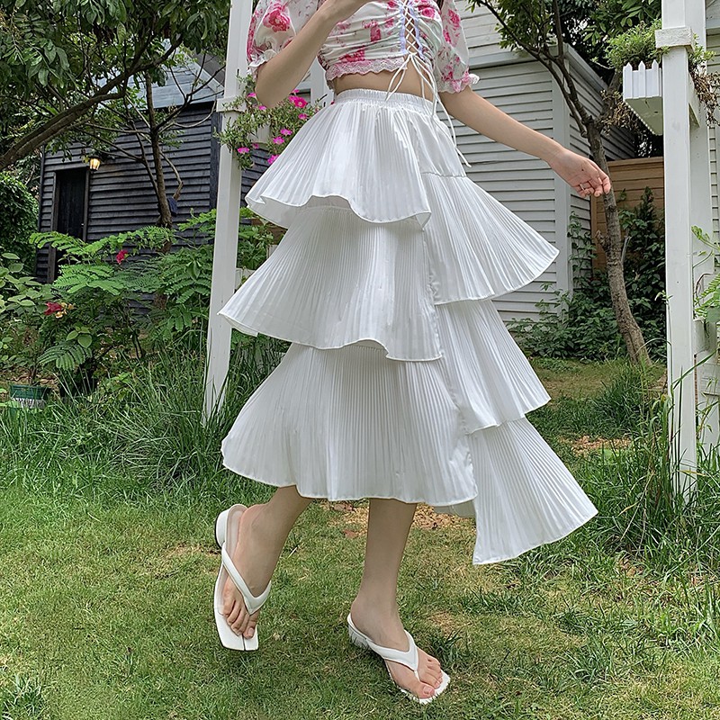 Chân váy dài tầng lệch tà Emilyshop ulzzang