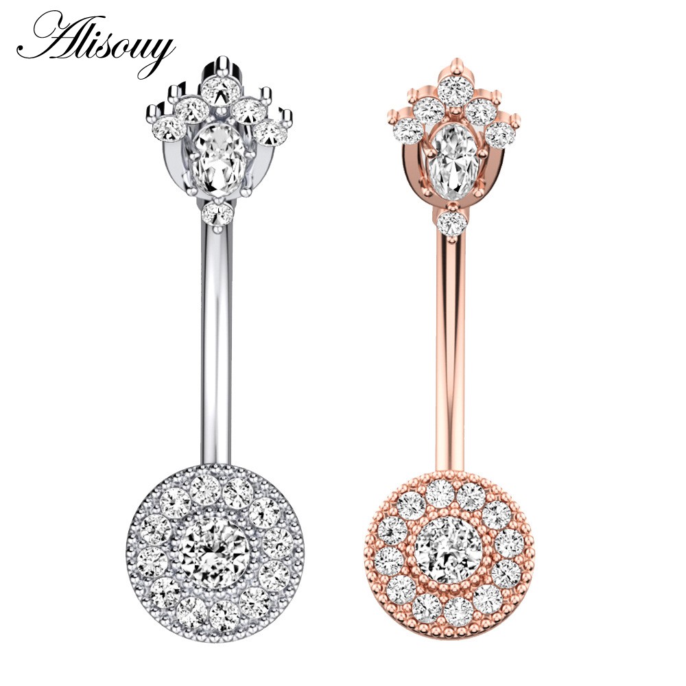Alisouy 1 Khuyên Rốn Thép Không Gỉ Đính Đá zircon Mặt Trăng Ngôi Sao