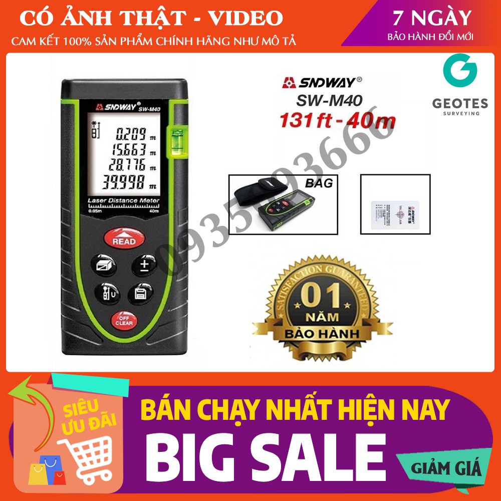 Máy đo khoảng cách bằng laser Sndway SW-M40 phạm vi đo 40 mét