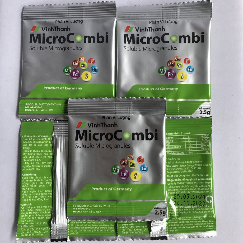 Phân Bón Lá Vi Lượng Microcombi 2,5g, Phân Vi Lượng Đức