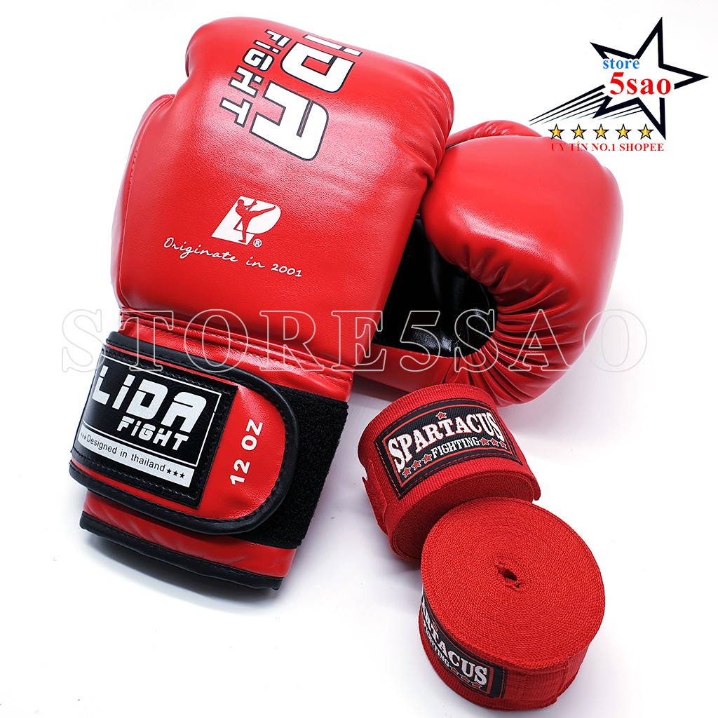 Găng tay boxing LIDA Fighht cao cấp ⚡FREESHIP⚡ Găng tay đấm bốc loại tốt mẫu đẹp