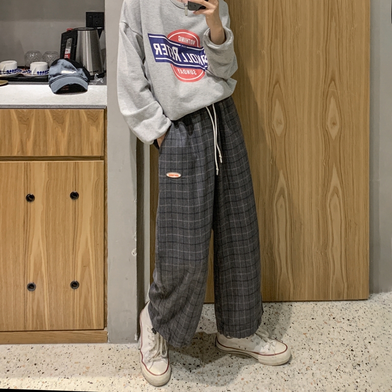 Quần Dài Ống Rộng Họa Tiết Caro Phong Cách Hip Hop Hợp Thời Trang Cho Nam