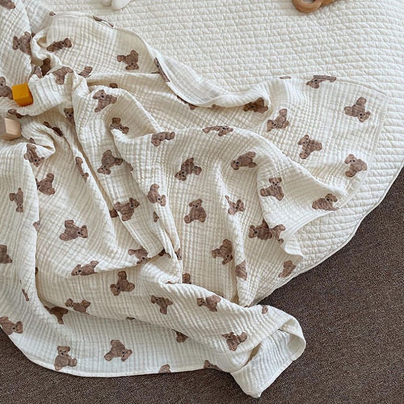 Chăn cotton in hình gấu đáng yêu thoải mái dành cho bé sơ sinh