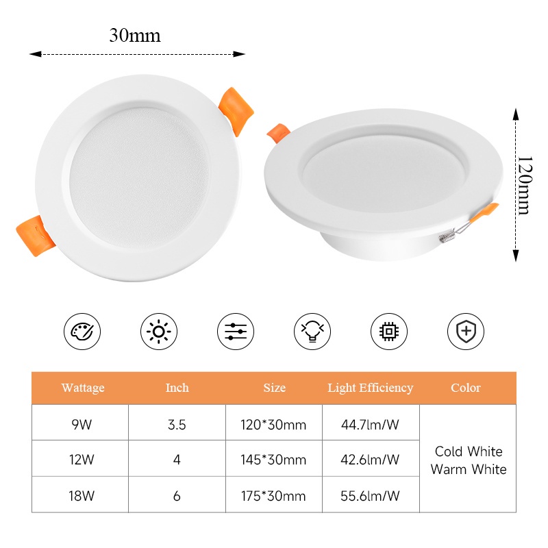 CANMEIJIA Đèn LED âm trần 3.5 inch 4 inch 6 inch 9W 12W 18W Siêu Mỏng Cho Phòng Khách