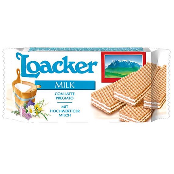 Bánh xốp Loacker các vị Classic Vani, Creamkakao, Napolitaner, Mill, Matcha, Dâu gói 45g