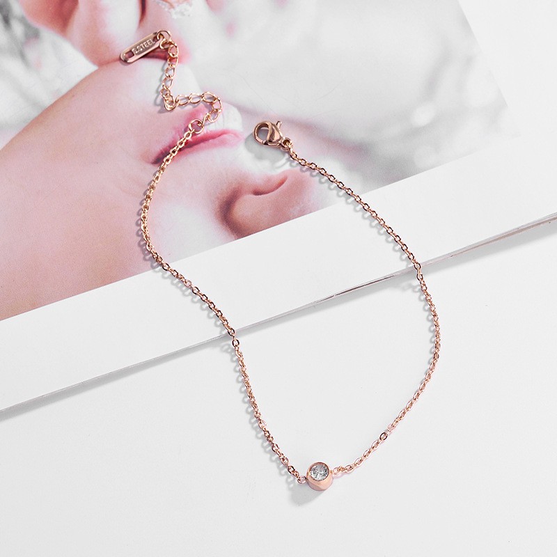 Lắc chân zircon 1 hạt lắc chân nữ titan