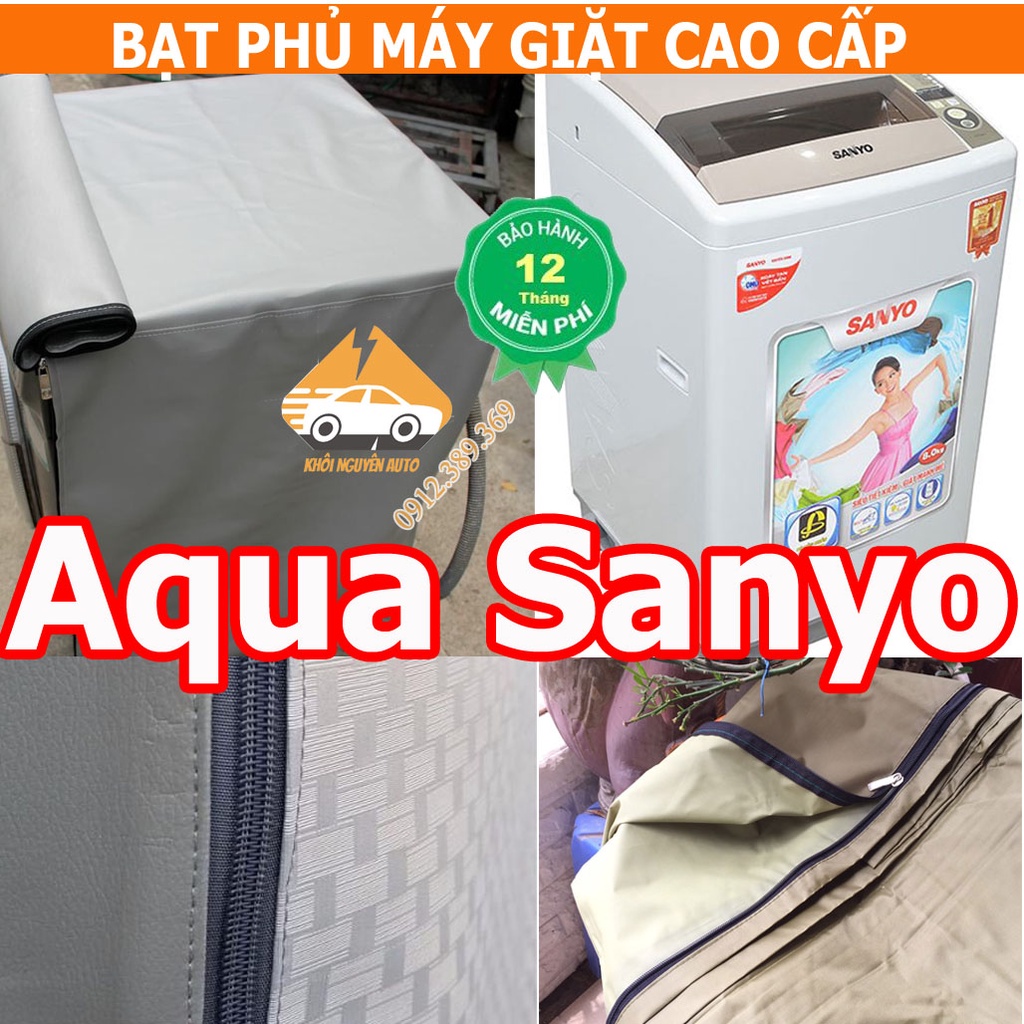 Bạt phủ máy giặt Cao Cấp Aqua Sanyo Vải Dù 3 Lớp Siêu Bền Chống Mưa Nắng Nóng Từ 7kg đến 15kg