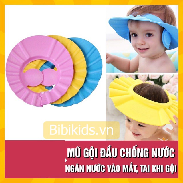 [Mã 267FMCGSALE giảm 8% đơn 500K] Mũ gội đầu bịt tai, chặn nước cho bé (1 cái)