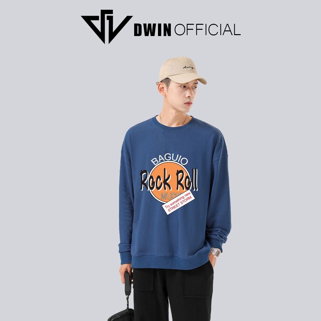 Áo sweater nỉ Rock Roll unisex DWIN basic nam nữ form rộng oversize local rand SP00103