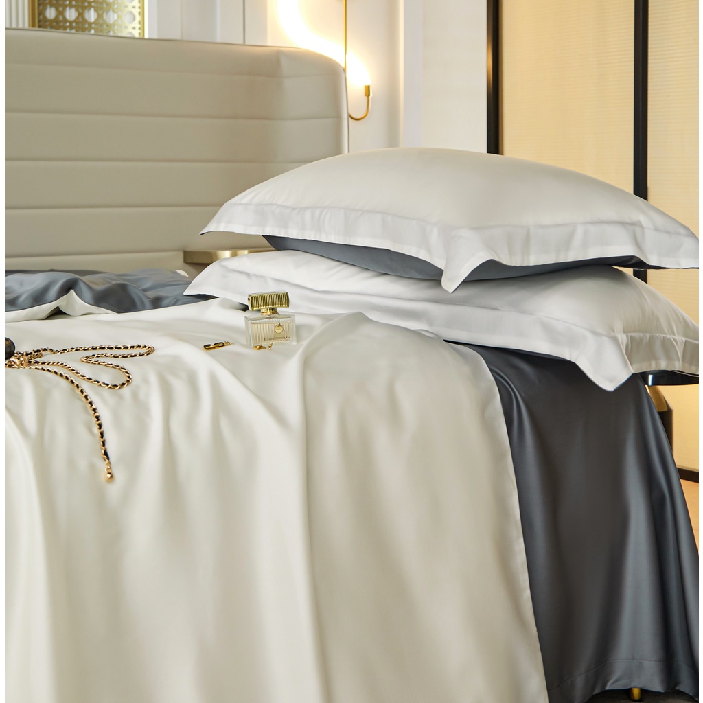 Bộ chăn ga gối lụa Tencel 100% 80s cao cấp, các tone màu mới, hot nhất 2022 siêu mát mịn SM26