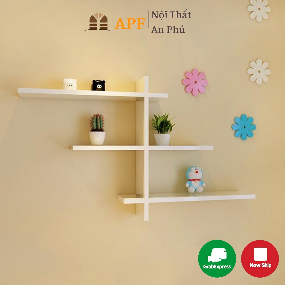 Kệ treo tường xương cá APF chất liệu gỗ MDF nhập khẩu bền, đẹp thiết kế đa năng tiện dụng KS032