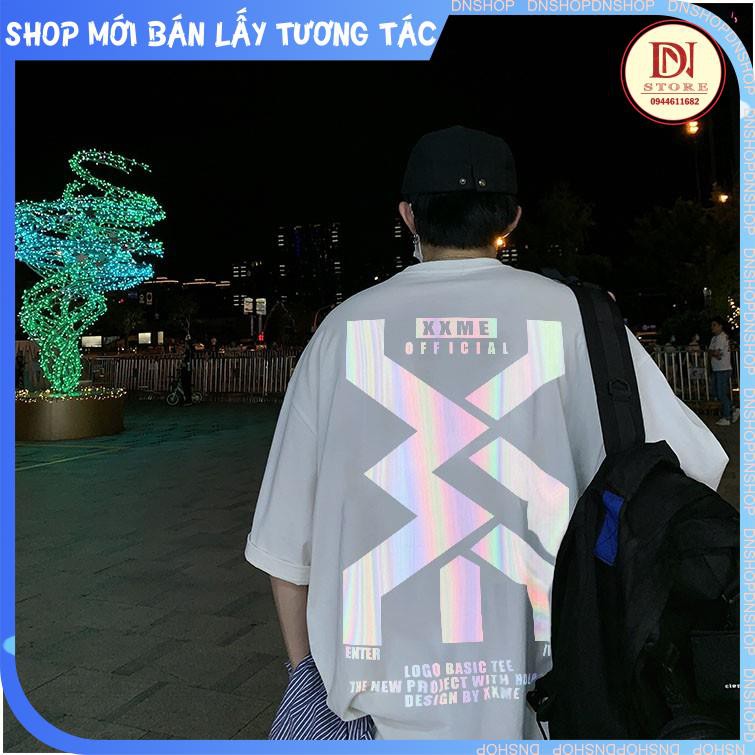 Áo thun phản quang 7 màu XX ME, tay lỡ phông nam nữ from rộng unisex ,basic chất cotton