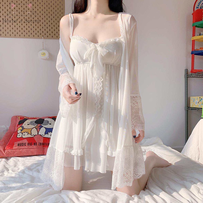 Đầm Ngủ Hai Dây Phối Ren Có Đệm Ngực Gợi Cảm Dành Cho Bạn Nữ Mặc Ở Nhà