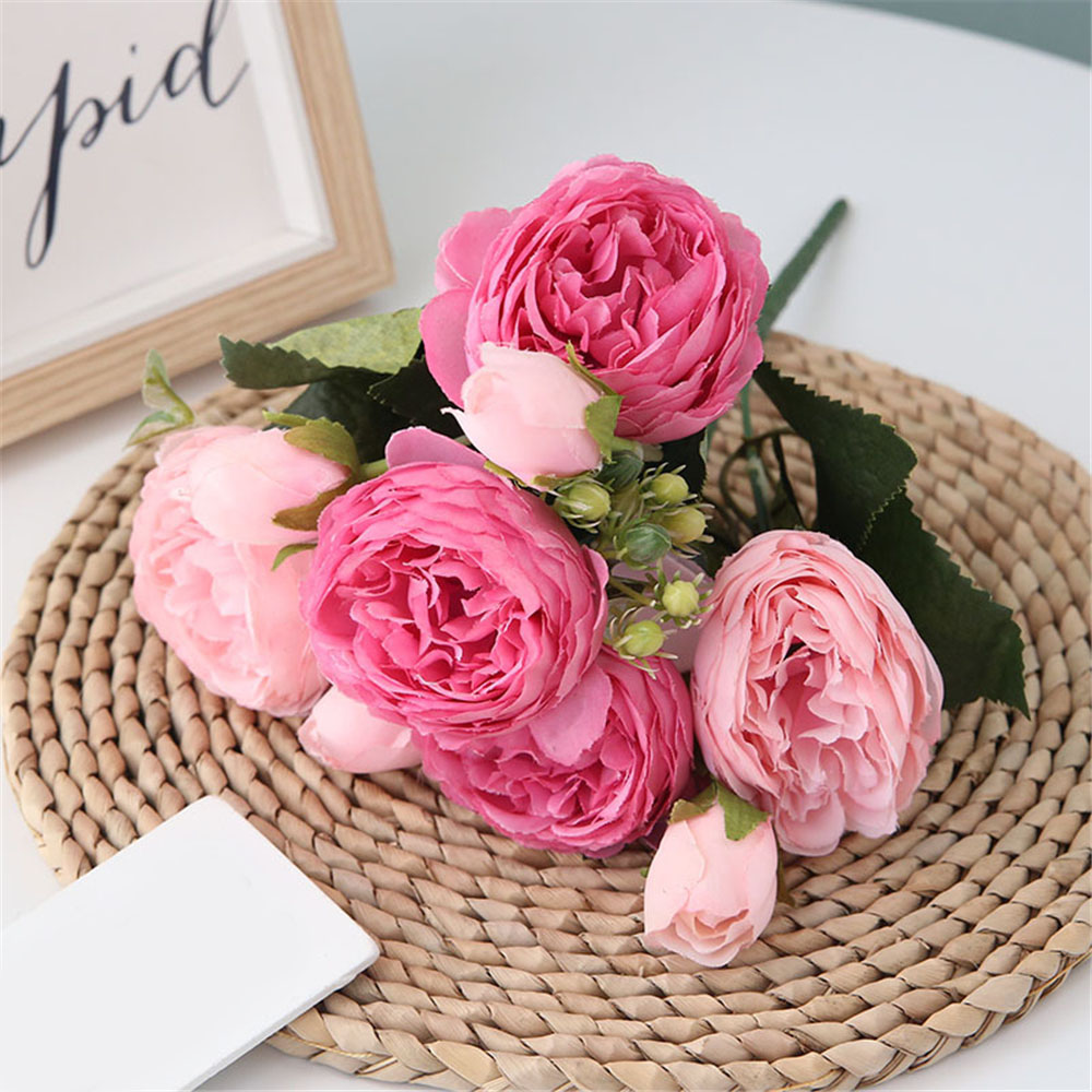 Bình Hoa Giả 9 Đầu Kích Thước 30cm Dùng Trang Trí Nhà Cửa