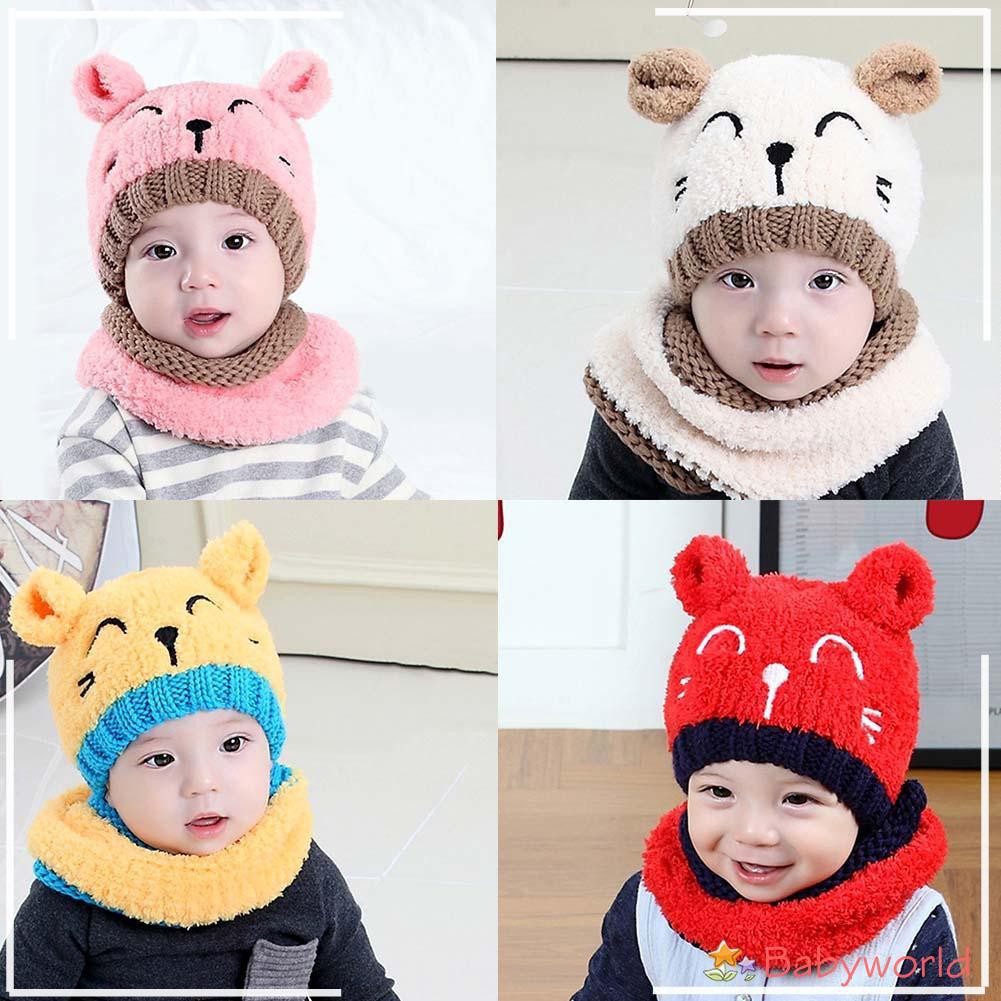 Set khăn choàng và nón giữ ấm mùa đông kiểu dáng xinh xắn dành cho các bé