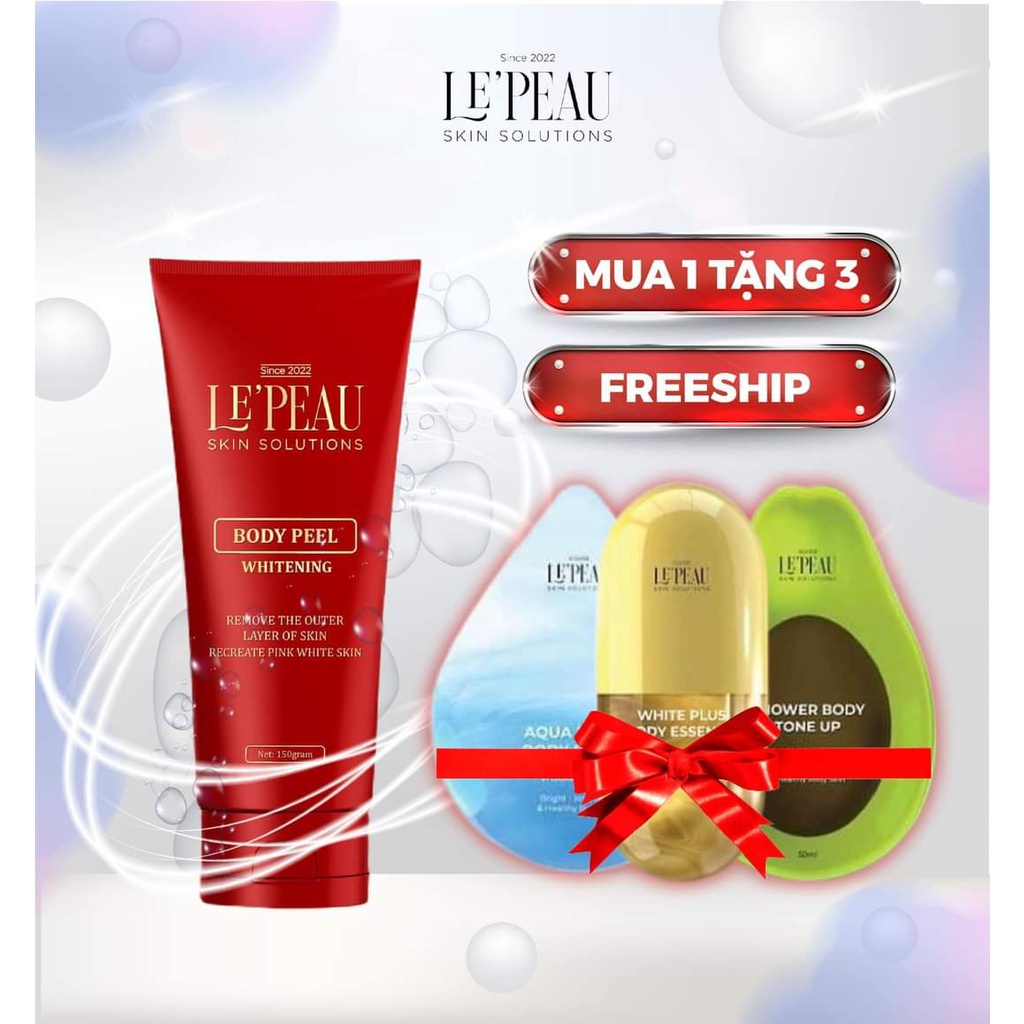 [DATE MỚI] Peel Da Body Le'peau Trắng Sáng Nhanh, Mềm Mịn Da 150ml Tặng 3 Món