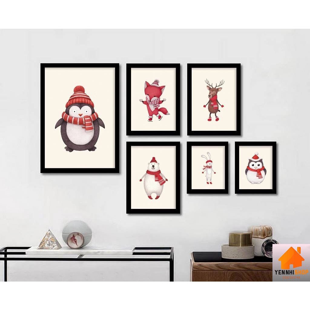 Tranh trang trí phòng cho bé, tranh vải canvas có khung treo tặng kèm đinh không cần khoan tường