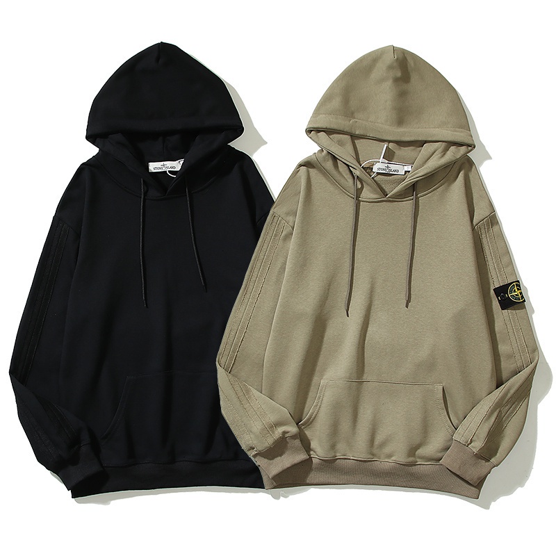 Hàng Có Sẵn STONE ISLAND Áo Khoác Thể Thao Cotton Chui Đầu Có Mũ Trùm Dài Tay Unisex